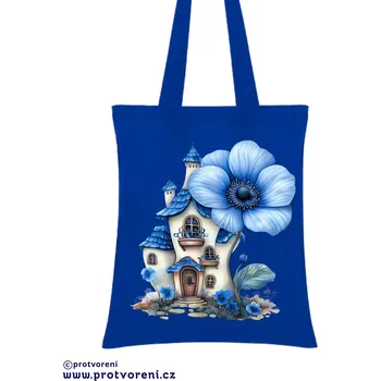 Taška s potiskem Textilní taška, Květinový domeček 7, 41x37cm, mix barev, 1 kus Vyberte si barvu ZDE:: modrá