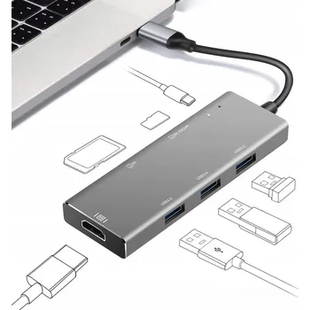 USB hub ROZBOČOVAČ ROZDĚLOVAČ ADAPTÉR USB-C HUB USB 7v1 MICROSD HDMI 4K PRO MACBOOK