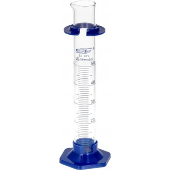 Sklenice Odměrný válec skleněný 50 ml s PP základnou