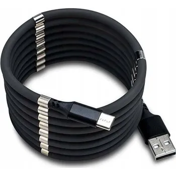 Datový kabel Magnetický kabel opletený USB TYP-C ČERNÝ FLEXIBILNÍ ODOLNÝ