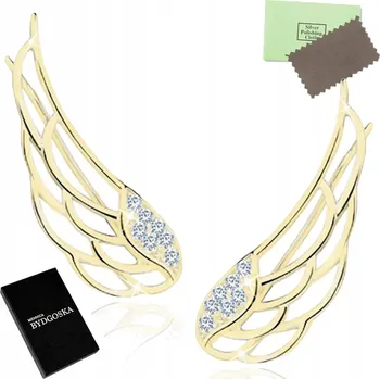 Náušnice ZLATÉ NÁUŠNICE STŘÍBRNÉ ANDĚLSKÉ KŘÍDLA