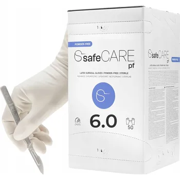 Vyšetřovací rukavice Chirurgické latexové rukavice bez pudru SAFECARE ZARYS velikost 6.0 sterilní, 50 párů