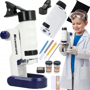 KAPESNÍ EDUKAČNÍ MIKROSKOP PRO DĚTI + STATIV 120x 60x PŘENOSNÝ
