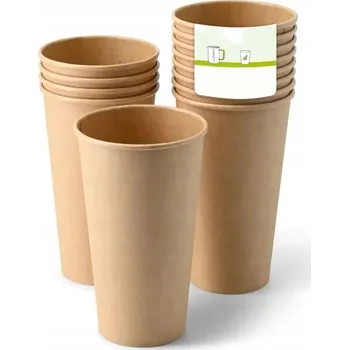 Jednorázové nádobí Velké papírové kelímky na kávu 600 ml eko kraft disperze na jedno použití 50 ks