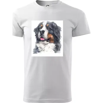Pánské tričko Bernský salašnický pes - hlava vodová barva - Triko extra velké (5-8XL) - 8XL ( Bílá )