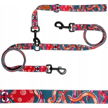 Vodítko pro psa DVOJITÁ VODÍTKO rozdělovač VELCÍ PSI 1,78 m páska 2,5 cm Ukory PŘÍŠERKY vzor