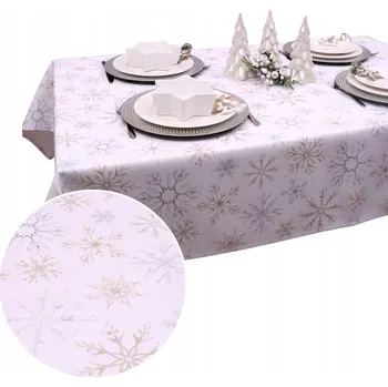 ubrus Obrus Świąteczny BN25 – Sněhové Vločky 1519 Odolný proti skvrnám 300x140 Vánoční ubrus