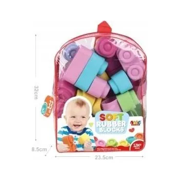 ostatní stavebnice Měkké gumové Stavebnice 33 ks růžový Batoh pro děti od 12 měsíců, Dárek