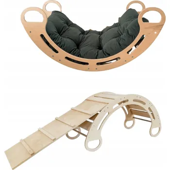 Dětská houpačka Montessori houpačka s antialergickým sametovým polštářem (v zelené barvě) a