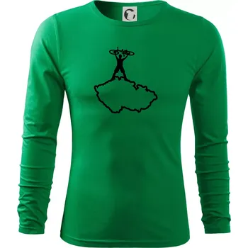 Pánské oblečení Mapa ČR - cyklista na prsou - Triko s dlouhým rukávem FIT-T long sleeve - M ( Středně zelená )