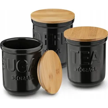 Dóza na potraviny Zásobníky na kávu a čaj cukr Konighoffer Ceramic černé 3 kusy