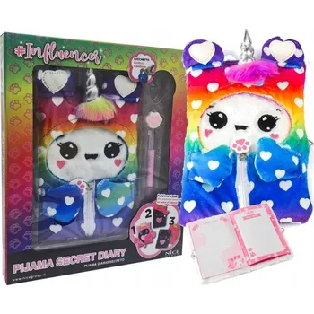 Zápisník Deník Jednorožec v pyžamu s kožíškem a klíčkem notes Influencer Nice