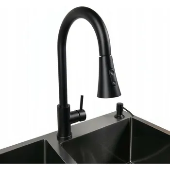 Vodovodní baterie Kuchyňská baterie, Vodovodní kohoutek JF-7020B s výsuvnou sprchou, Grafit, 2 režimy proudu