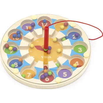 Dřevěná hračka Viga Dřevěná magnetická hra Hodiny Labyrint