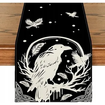 Obraz RETRO BĚHOUN NA STŮL 40x180 cm vzhled juty PTAK Vikingové ČERNÝ