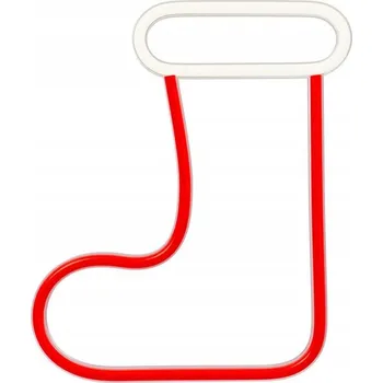 Vánoce Neon LED VÁNOČNÍ PONOŽKA bílá červená Netopýr + USB