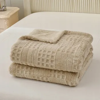 Prostěradlo Super Měkká Prošívaná Deka Přehoz na Postel a Pohovku Teplá Béžová 150*200cm