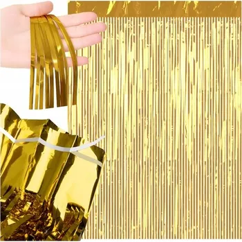 Vánoční dekorace Dekorativní Zlatá Fóliová Pneumatika Samolepicí Závěs na Párty, Silvestr, Rozměr 100x200 cm