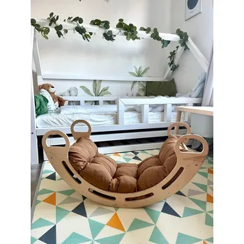 Dětská houpačka Montessori houpačka s polštářem (v hnědé barvě), přírodní, 85 cm, 5 v 1, 7