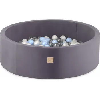 Dětský bazének PLUSH NEST Suchý bazén kulatý Samet (šedý) Ø 90 × 30 cm s 200 míčky