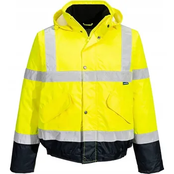 Moto bunda Výstražná bomberová nepromokavá bunda EN 20471 Kl.3 vel. XXL Žlutá/Granátová
