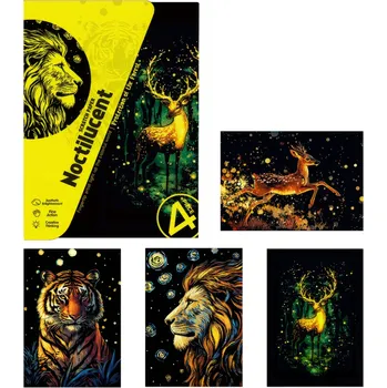 Obraz Sada 4 ks Obrázek Stírací Magický Stírací Svítící Stírání 29,7x21 cm