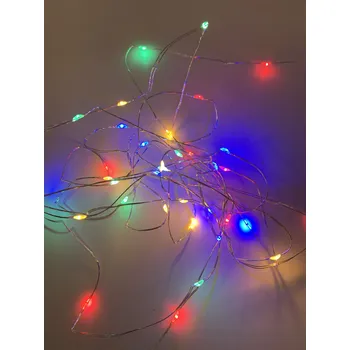 Vánoční dekorace Vnitřní vánoční mikro řetěz - barevné 20 až 100 led na baterie Osvětlení: Barevná 5m - 50 led diod