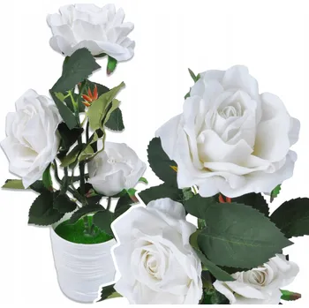 umělá květina UMĚLÁ RŮŽE UMĚLÉ KVĚTINY XXL 3 KVĚTY V KVĚTINÁČI JAKO ŽIVÁ 38 CM