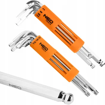 Klíč NEO Sada imbusových klíčů šestihranných s kuličkou 8 ks + TORX 8 ks PRODLOUŽENÉ