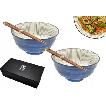 Sada 2 misek s hůlkami - Udon Shima Blue 800 ml BOX