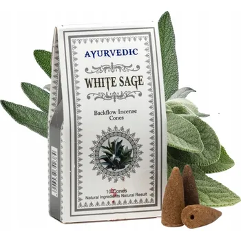 Vonná tyčinka Kónické vonné kužely Ayurvedic White Sage - Bílá šalvěj