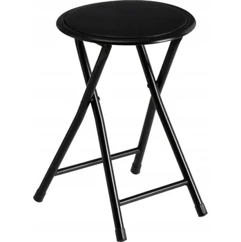 Stolička SKLÁDACÍ ČERNÁ STOLIČKA TABURET NA BIWAK RYBAŘENÍ DO MALÉ KUCHYNĚ PLOCHÝ