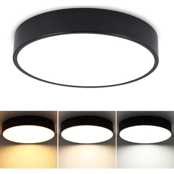 STROPNÍ SVÍTIDLO STROPNÍ SVÍTIDLO LED S DÁLKOVÝM OVLADAČEM ČERNÁ DO OBÝVÁKU POKOJE SVĚTLÁ 36W 30CM