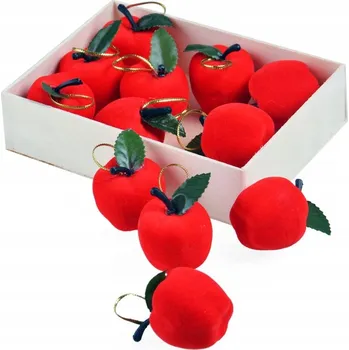 Vánoční dekorace VÁNOČNÍ OZDOBY Jablíčka Červená Flokovaná 12 ks