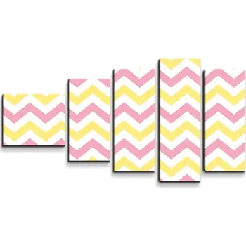 Obraz Sablio Obraz - 5-dílný Růžové a žluté klikyháky - 100x60 cm