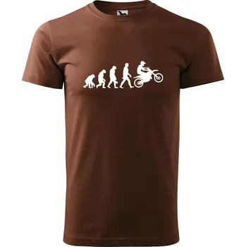 Pánské tričko Sablio Tričko s potiskem Evoluce motorkáře - hnědé S
