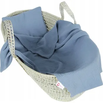 Kočárek Polštářek + deka do kočárku mušelín / modrá