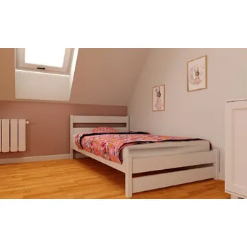 Postel Postel z masivu borovice Kamil 140x200 cm bílá + rošt ZDARMA