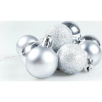 Vánoční dekorace Vánoční Baňky v tubě 3cm 10 ks stříbrné