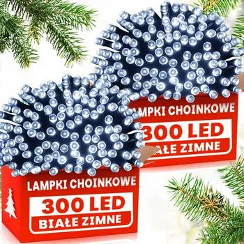 Vánoce 2 x VÁNOČNÍ OSVĚTLENÍ NA STROMEČEK 300 LED STUDENÁ BÍLÁ VNITŘNÍ VENKOVNÍ