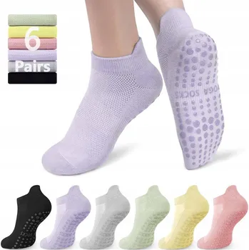 Dámské ponožky 6x Ponožky na Pilates pro ženy, prodyšné protiskluzové ťapky na jógu