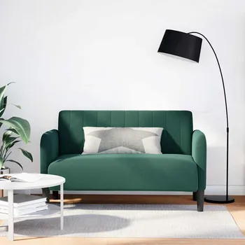 Pohovka vidaXL Loveseat Sofa Tmavě zelená 109 cm samet