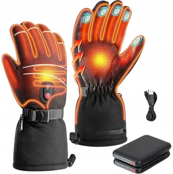 Rukavice VYHŘÍVANÉ ZIMNÍ RUKAVICE NA BATERIE DOTYKOVÉ VĚTRUODOLNÉ 6000MAH USB