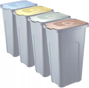 Odpadkový koš 4x Odpadkový koš PAFEN Šedý 30L Žlutý, Zelený, Modrý, Hnědý
