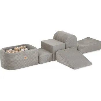 Dětské hřiště PLUSH NEST Mini hřiště s bazénem a 100 míčky, béžový prémiový manšestr