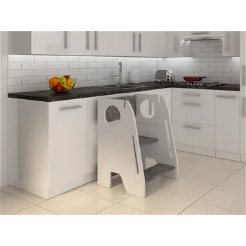 Dětský pokoj Naučná věž pro děti Helper bílá-šedá