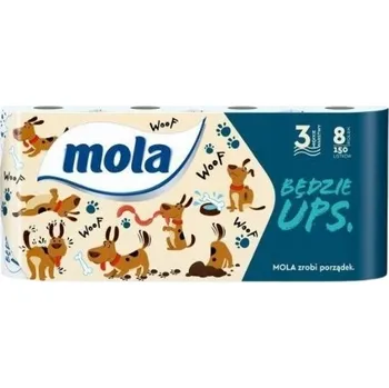 Toaletní papír Toaletní papír Mola 3vrstvý celulózový, bez zápachu, 8 ks