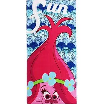 Lehká osuška na pláž, k bazénu, na dovolenou Trolls růžová 70x140 cm