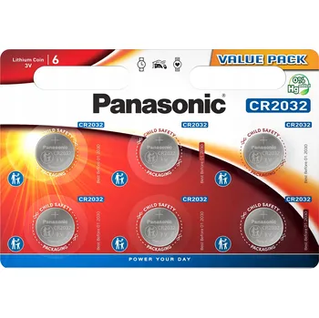 Článková baterie Lithiová knoflíková baterie Panasonic CR2032, blistr 6 ks