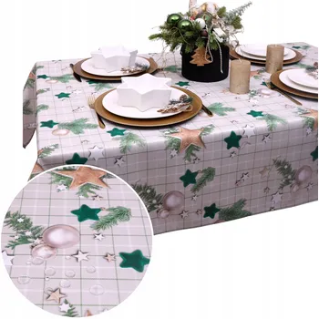 ubrus Obrus Świąteczny BN25 – Vánoční ubrus s hvězdičkami 290-1, nešpinivý, 320x140 cm, Vánoce